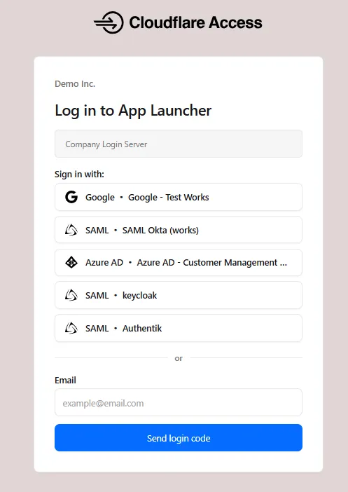Screenshot of the updated Access login page