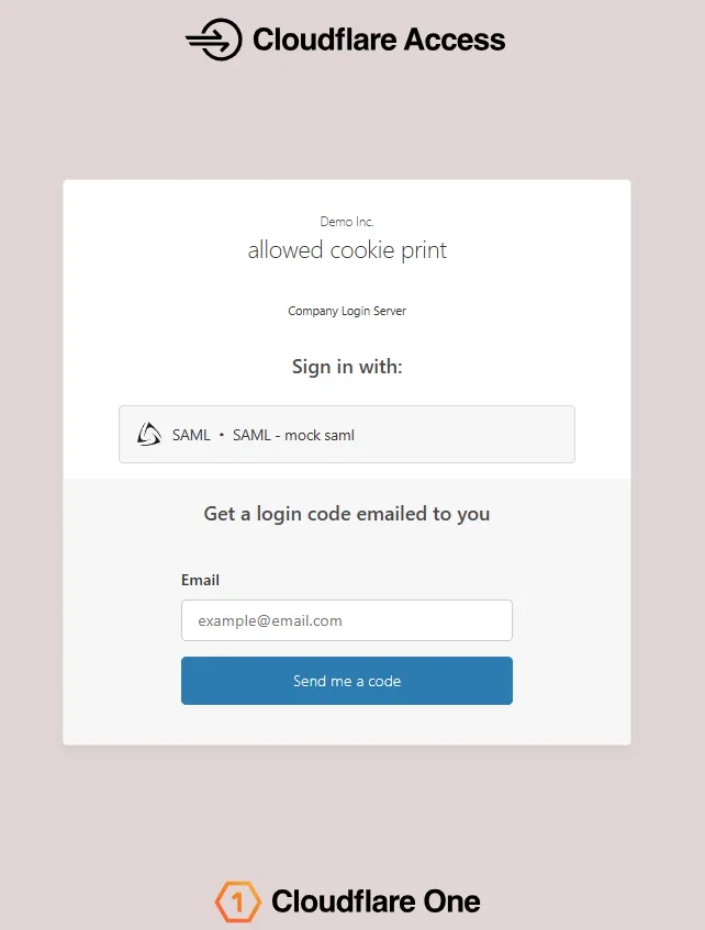 Screenshot of the previous Access login page
