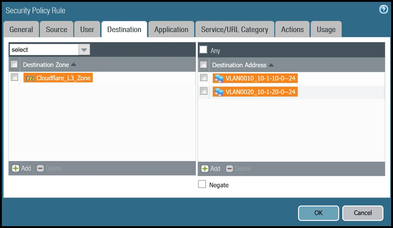 Trust to Cloudflare WAN - Destination