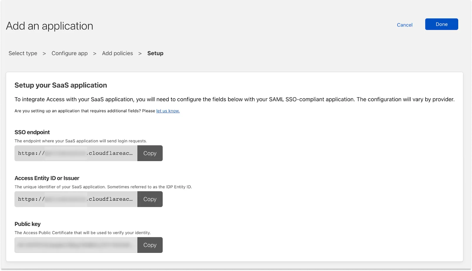 Copy SSO settings for a SaaS application from Cloudflare One
